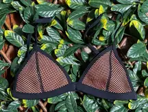 TRIANGL Black Orange Triangle Bikini Top Size Small