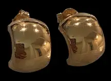 New 18k Yellow Gold Half Hoop Chunky Earrings, Bold, Bubble, Cloud