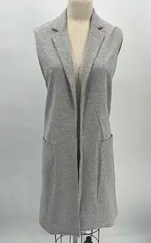 Allison Joy Longline Sleeveless Jacket Duster Vest Sz S Gray Open Front