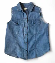 Universal Thread Women’s Distressed Denim Vest Size Small Western Biker