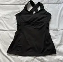 Lululemon Womens Size 8 Sculpting Workout Tank Top Black Built In Bra Yoga