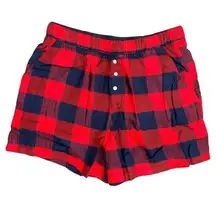 Aerie NWT  Plaid Boxer Pajama Shorts Red Blue Size Medium