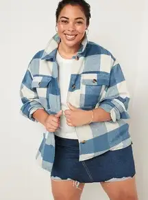 Old Navy  Womens Plaid Soft-Brushed Utility Flannel Shacket Shirt Jacket Size 3X