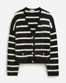 NWT J.Crew Sweater Lady Jacket in Black Warm Sesame Striped Brushed Yarn S