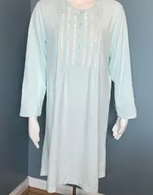 Miss Elaine long sleeve mint green nightgown MED