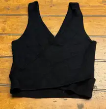 Abercrombie Fitch Black Knit Wrap V Neck Crop Tank Top Womens XS