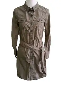 Arqueonautas Green Cargo Button Down Shirt Dress outfit Jacket size S Small