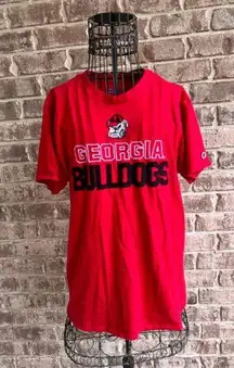 Champion Vintage  Georgia Bulldogs T Shirt Large Red Short Sleeves Embroi…