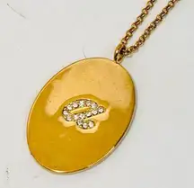 Kate Spade  Oval Pave Script “A” One In A Million Pendant Gold Tone Necklace