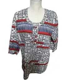 Gramicci Women's Shirt XL Batik Tribal Popover Top Organic Cotton India
