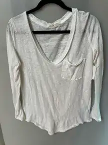 Free People We The Free white cotton blend long sleeve pocket tee size XS. NWOT