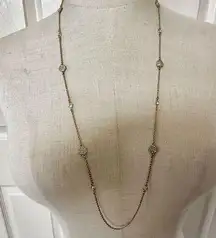 Kate Spade gold tone rhinestone long station necklace