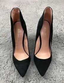 Enzo Angiolini Eafayson black suede pumps with tall vamp