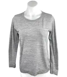 Lululemon Swiftly Tech Women Gray Striped Long Sleeve Athletic T Shirt Tee Top S