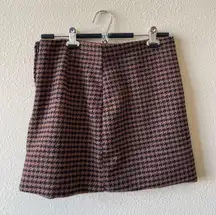 Gingham Brown Mini Skirt