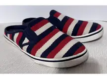 CHAPS Mules Red White Blue Stripe Slip on Tennis Shoes Sneakers Size 5.5B