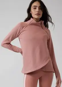 Athleta Pink Karma Twist Asymmetrical Pullover Sweatshirt Women's size Medium