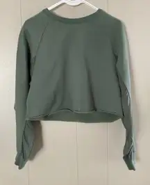 Alo Yoga Open Back Crop Pullover • Size M • Sage Green Long Sleeve • Cutout Acti