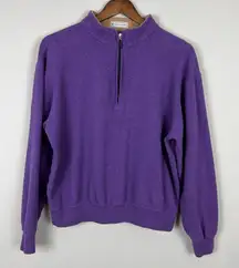 Peter Millar 1/4 Zip Sweatshirt Pullover Women Medium Mock Neck 100% Cotton Crop