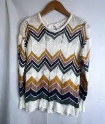 Hippie Rose  Colorful Chevron Knit Sweater Size Small