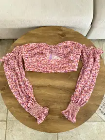 Amur Hilda Off-The-Shoulder Floral Print Crop Top