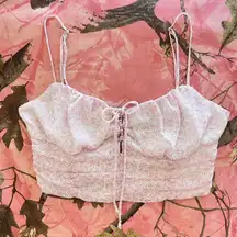 Cotton Candy LA rose pink cherry blossom floral mesh crop top