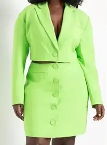 ELOQUII spring‎ cropped blazer dress in green, size 20