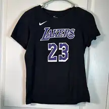 Nike Los Angeles Lakers LeBron James Black White 23 Shirt Size Small EUC #2645