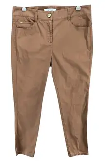 St John Pants Women 8 Brown Cotton Blend Classic Stretch Old Money Quiet Luxury