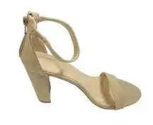 Women's High Heel Nude Suede Leather Size 9 Strappy