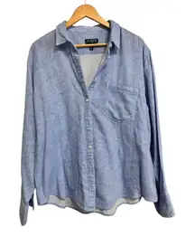 J. Crew Garçon classic shirt cotton-linen blend gauze Chambray Shirt size 18