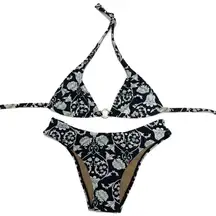 Cia Maritima Black Floral Cheeky Bikini