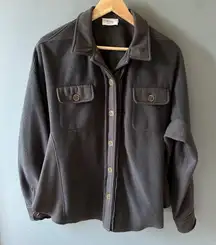 Blue ivy dark gray button down fleece shacket 
