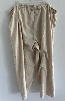 Eloquii Pants‎ Womens 28 Tan Wide Leg Cropped Linen Blend Career Casual Resort