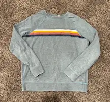 seafoam green crewneck with retro stripes