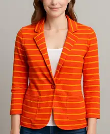 Caslon Orange & Yellow Striped Cotton Blazer