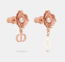 Christian Dior Dior D-Millefiori Earrings Matte Pink-Finish Metal and White Resin Pearls