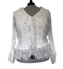 VIOLET CLAIRE Womens Button Front Top 3X Fairy Cottage Core Lace Ethereal Boho