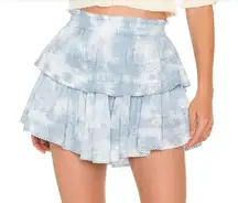 LoveShackFancy Blue Ruffle Mini Skirt – Tiered Lace Trim – Coquette Cottagecore