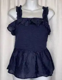 Old Navy  navy blue ruffle baby doll tank top new size XS