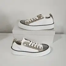 Brunello Cucinelli Knit and Suede Sneakers with precious toe /White/ Size 38 1/2