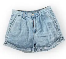 American Eagle Acid Washed High Waisted Pleated Mom Short Jean Shorts 2
