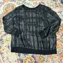 Lane Bryant 18/20 sheer blouse with leather zipper trim