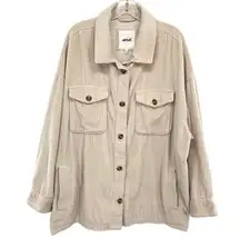 Aerie  Corduroy Shacket Cream Oversized Shirt Jacket