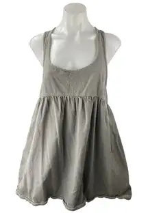 Free People Willow Gray Sleeveless Racerback Y2k Boho Tank Mini Dress Size OS