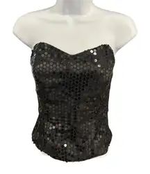 Principles Sequin Corset Top Bustier Party Strapless Black Size UK 10 EUR 36‎