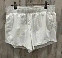 Athletic Works White Running Shorts Brief Lined Gym Workout Womens Size Small