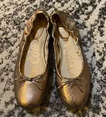 Sam Edelman Felicia Snake Embossed Ballet Flat size 8.5 Pewter