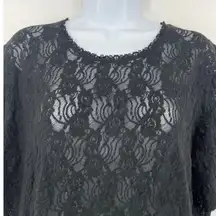 Sheer Black Lace Whimsigoth Womens Top Sz XL Romantic Goth Victorian Coquette