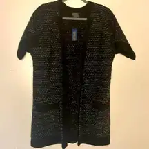 Pendleton- NWT 100% Wool Short Sleeve Open Front Long Line Cardigan Pockets- M